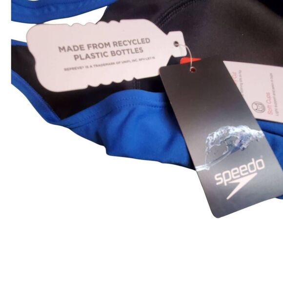 Speedo Blue One Piece Cross Back Swimsuit Bathing Suit with 50 SPF. - Picture 6 of 8